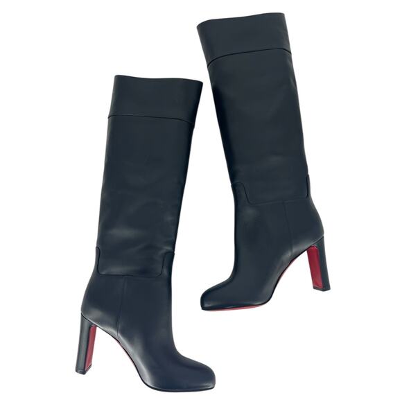 Christian Louboutin Loo Botta 85mm Knee High Boot in Black Calf Leather - Picture 4 of 16
